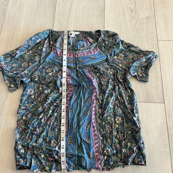 Lucky Brand Short Sleeve Blouse size xs p - Picture 2 of 7